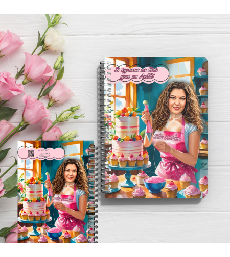 Тефтер ръчно правен персонализиран Сладкарка карикатура