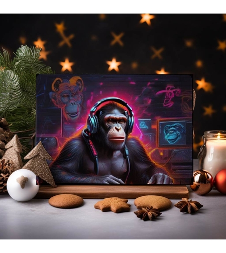 Стъклена дъска за рязане Неонова маймуна