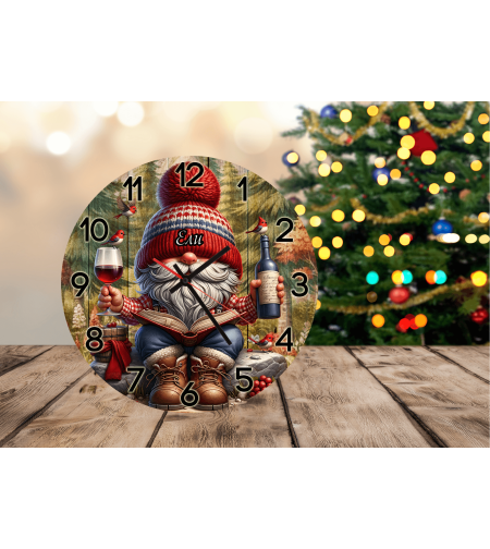 Персонализиран часовник Коледа гном вино