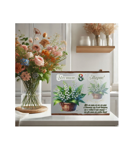 Стъклена дъска за рязане , 8ми март,Цветница - 62