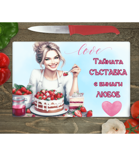 Стъклена дъска за рязане Тайната съставка е любов 16
