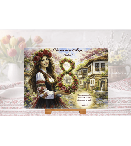 Стъклена дъска за рязане , 8ми март,Цветница - 74