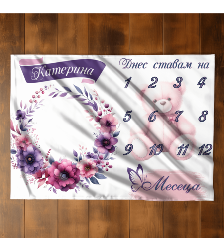 Бебешко одеяло Момиче месечинки 1