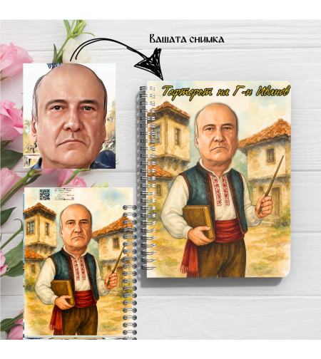 Тефтер ръчно правен персонализиран Учител карикатура 2