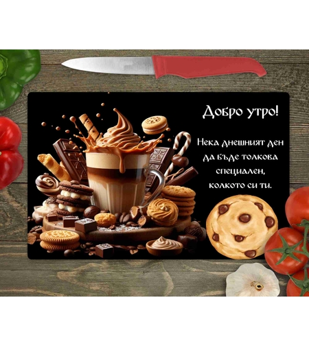 Стъклена дъска за рязане Кафе 2