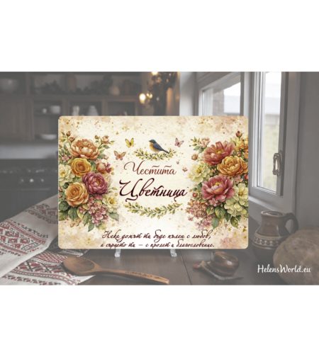 Стъклена дъска за рязане , 8ми март,Цветница - 80