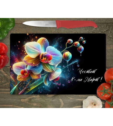 Стъклена дъска за рязане , 8ми март,Цветница - 51