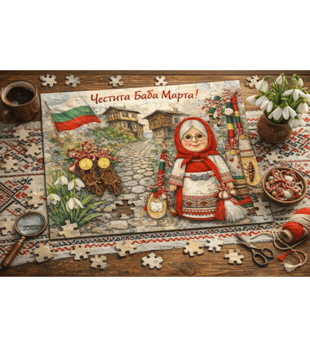 Картонен пъзел Баба Марта