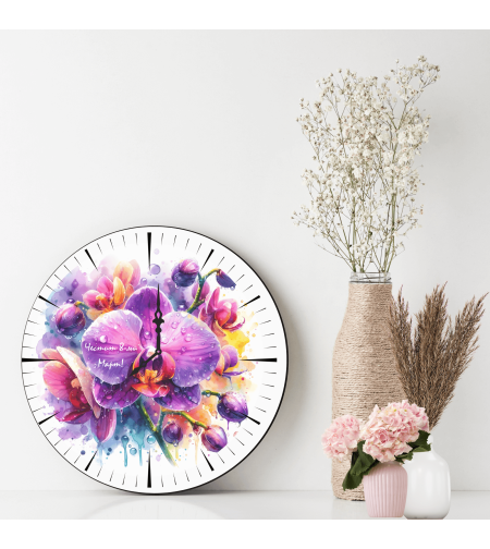 Персонализиран Стъклен часовник Орхидея