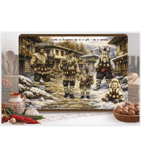 Стъклена персонализирана дъска  Кукери 3