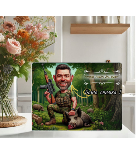 Стъклена дъска Карикатура Ловец