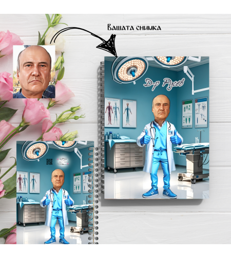 Тефтер ръчно правен персонализиран Лекар Хирург карикатура