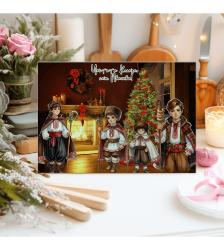 Стъклена дъска за рязане Коледари 101