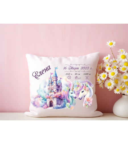 Персонализирана възглавничка Визитка бебе момиче 1