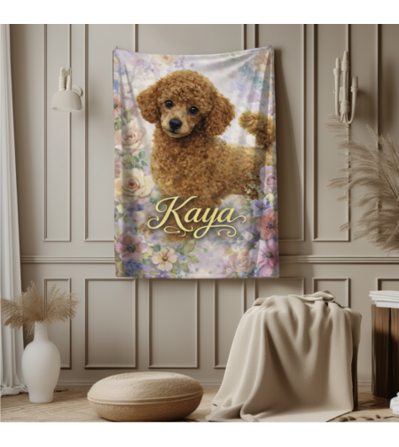 Персонализирано плюшено одеяло с куче и име 1
