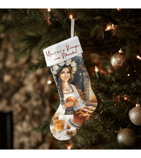 Коледен персонализиран чорап Коледна мома с питка