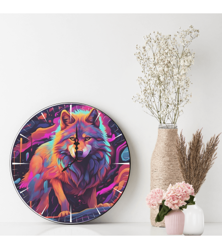 Персонализиран Стъклен часовник Вълк