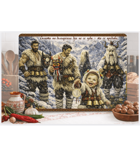 Стъклена персонализирана дъска  Кукери 4