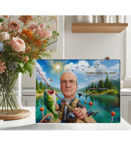 Стъклена дъска Карикатура Рибар