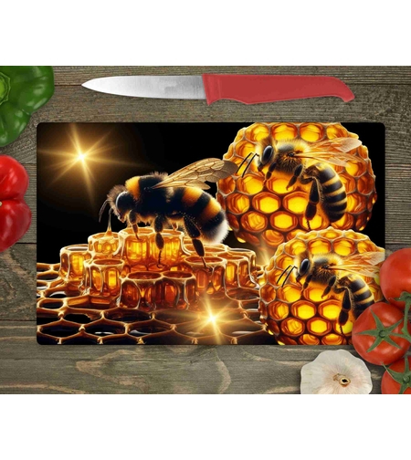 Стъклена дъска за рязане Пчели 4