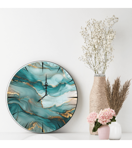 Персонализиран Стъклен часовник Дърво и камък 1