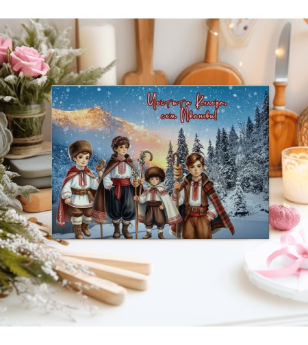 Стъклена дъска за рязане Коледари 106