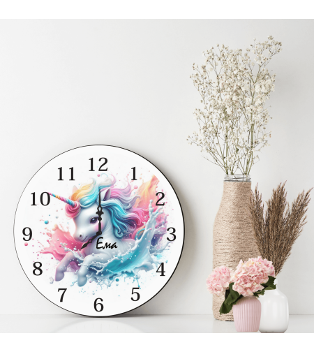 Персонализиран стъклен часовник Еднорог