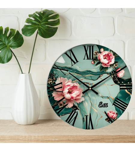 Персонализиран часовник Мрамор и цветя 1