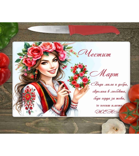 Стъклена дъска за рязане , 8ми март - 10