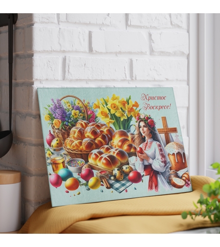 Стъклена дъска за рязане Великден 12