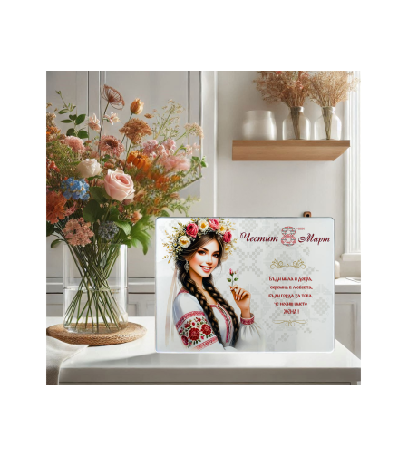 Стъклена дъска за рязане , 8ми март,Цветница - 60