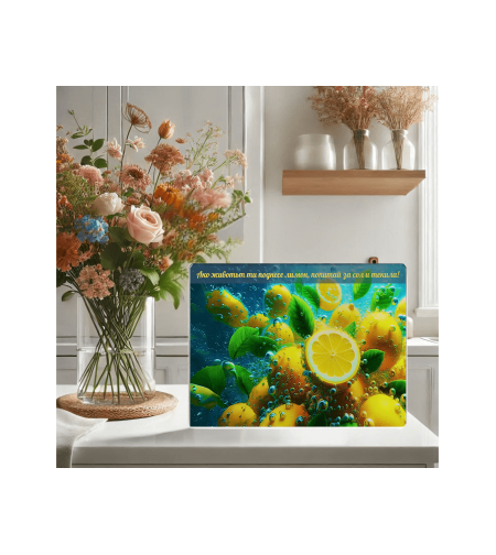 Стъклена дъска за рязане Лимони 1