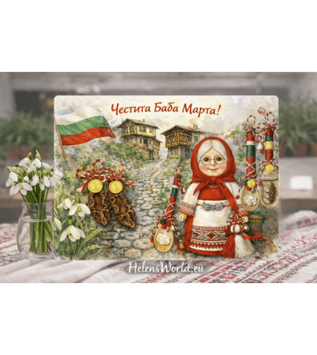 Стъклена персонализирана дъска  Баба Марта 2