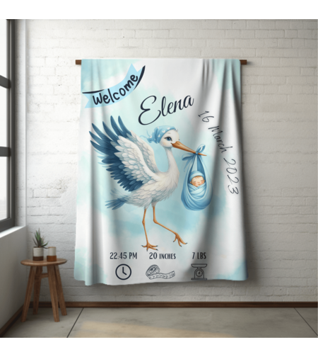 Бебешко одеяло Щъркел момче 1