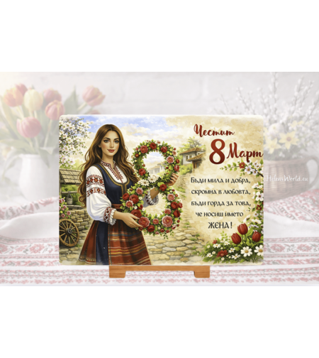 Стъклена дъска за рязане , 8ми март,Цветница - 75