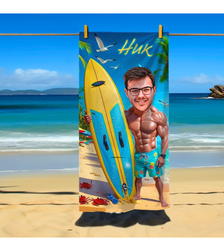 Кърпа за плаж Карикатура Плаж сърф мъж