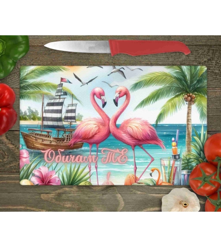 Стъклена дъска за рязане фламинго 1