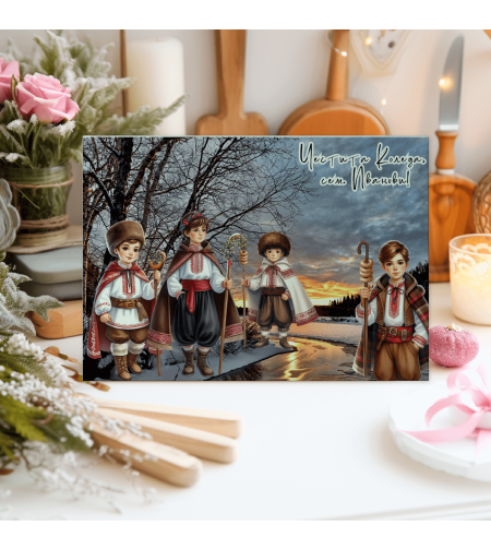 Стъклена дъска за рязане Коледари 103