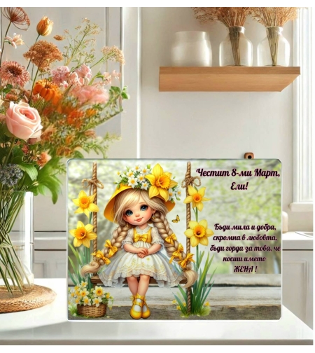 Стъклена дъска за рязане , 8ми март,Цветница - 72