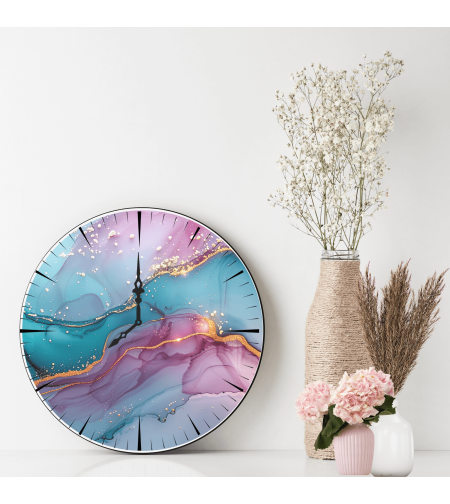 Персонализиран Стъклен часовник Дърво и камък 2