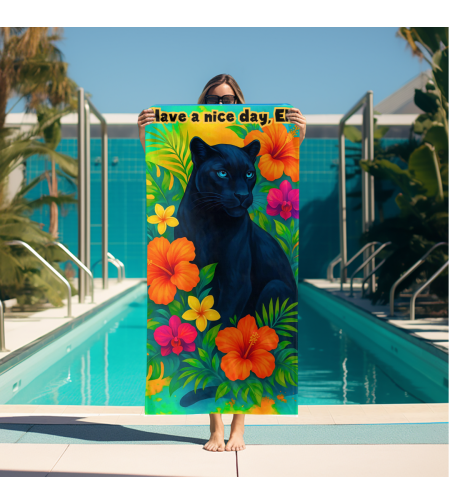 Кърпа за плажа Цветя с пума 1