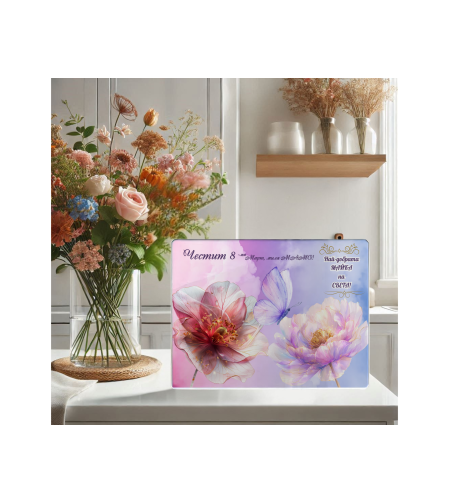 Стъклена дъска за рязане , 8ми март,Цветница - 59