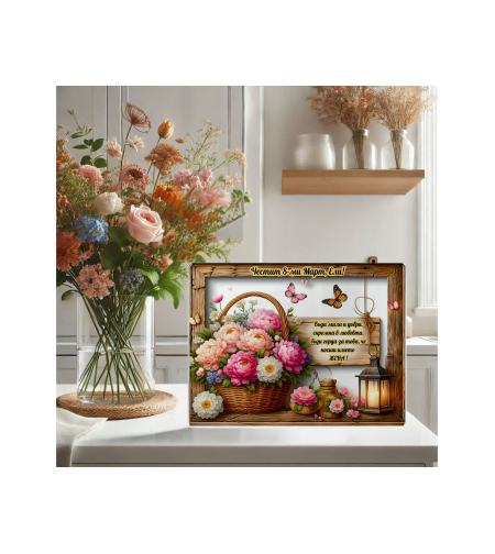 Стъклена дъска за рязане , 8ми март,Цветница - 67