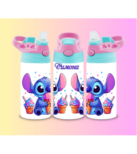 Цветно, свежо и практично – Алуминиево шише с персонализация Стич