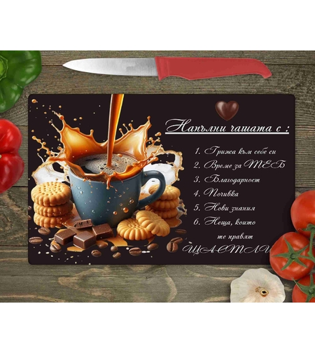 Стъклена дъска за рязане Кафе 1