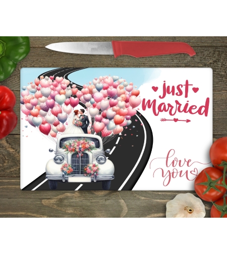 Стъклена дъска за рязане Младоженци 5