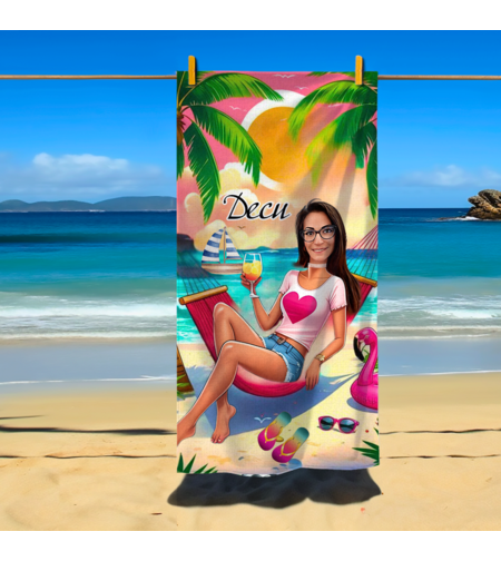 Кърпа за плаж Карикатура Плаж хамак Жена