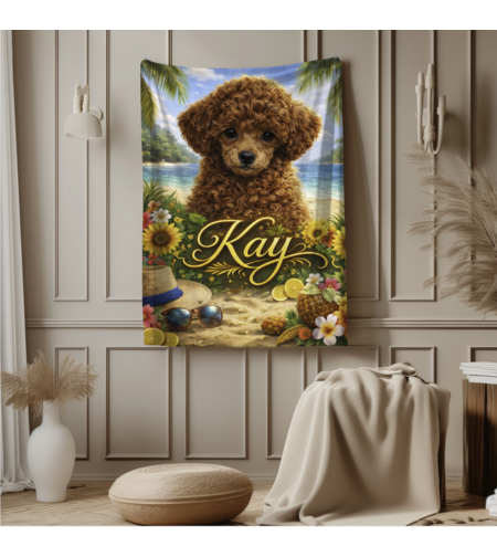 Персонализирано плюшено одеяло с куче и име