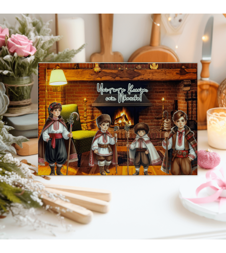 Стъклена дъска за рязане Коледари 102