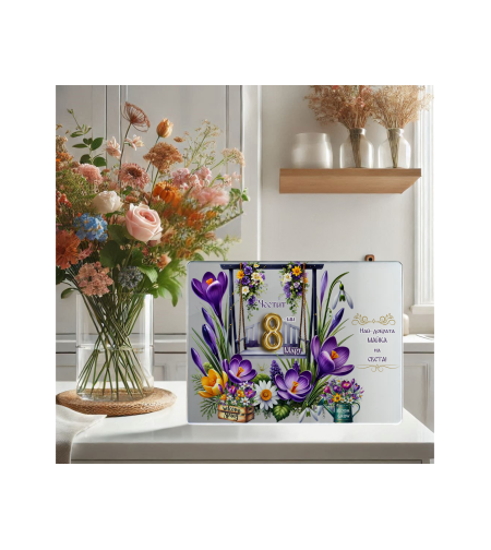 Стъклена дъска за рязане , 8ми март,Цветница - 57